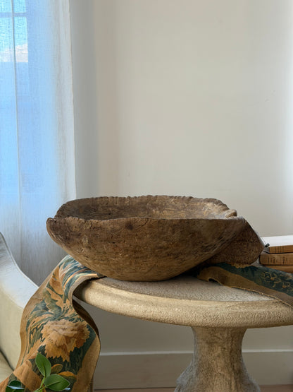 Solid Handle Antique Dough Bowl