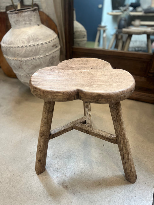 Reclaimed elm clover side table