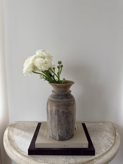 Bleached Vintage Teakwood Vase, Medium No. 003