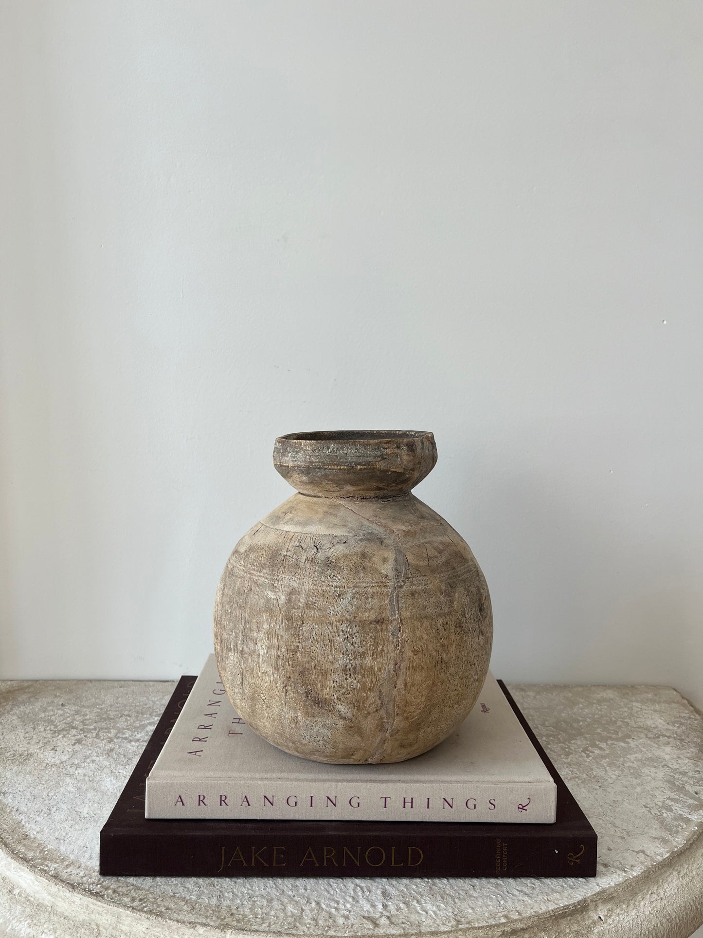 Bleached Vintage Teak Wood Vase, Medium No. 002