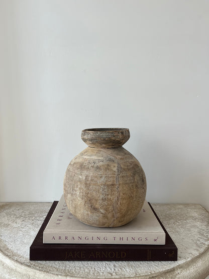 Bleached Vintage Teak Wood Vase, Medium No. 002