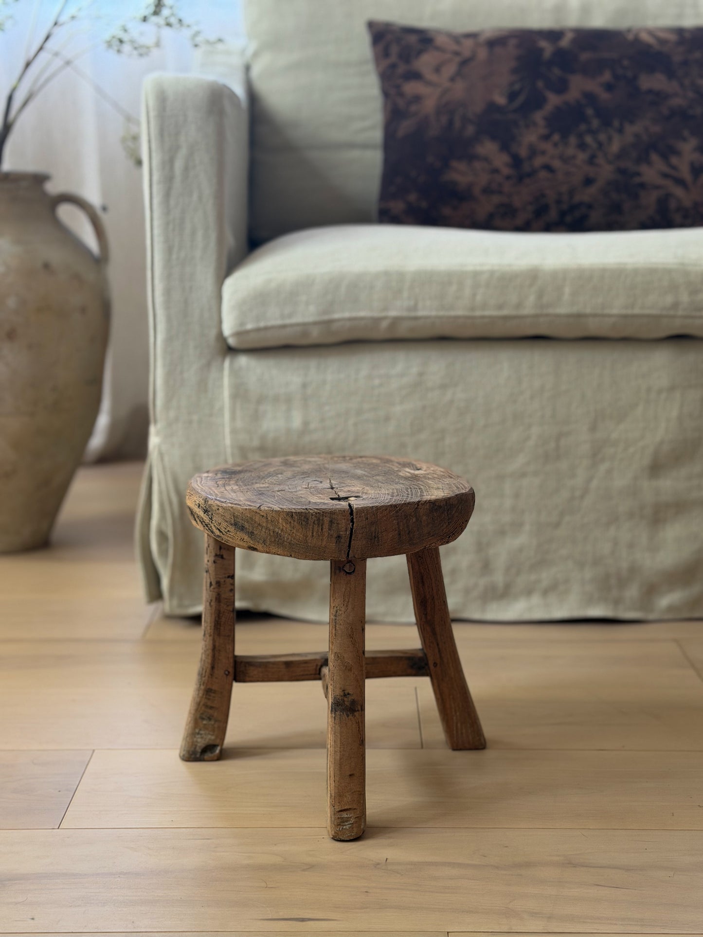 Round Mini Elm Stool