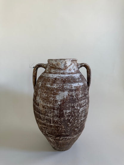 Oversized Double Handled Vessel - Brown & White