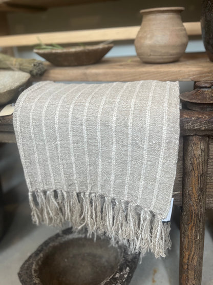 Handwoven 100% linen throw blanket, striped