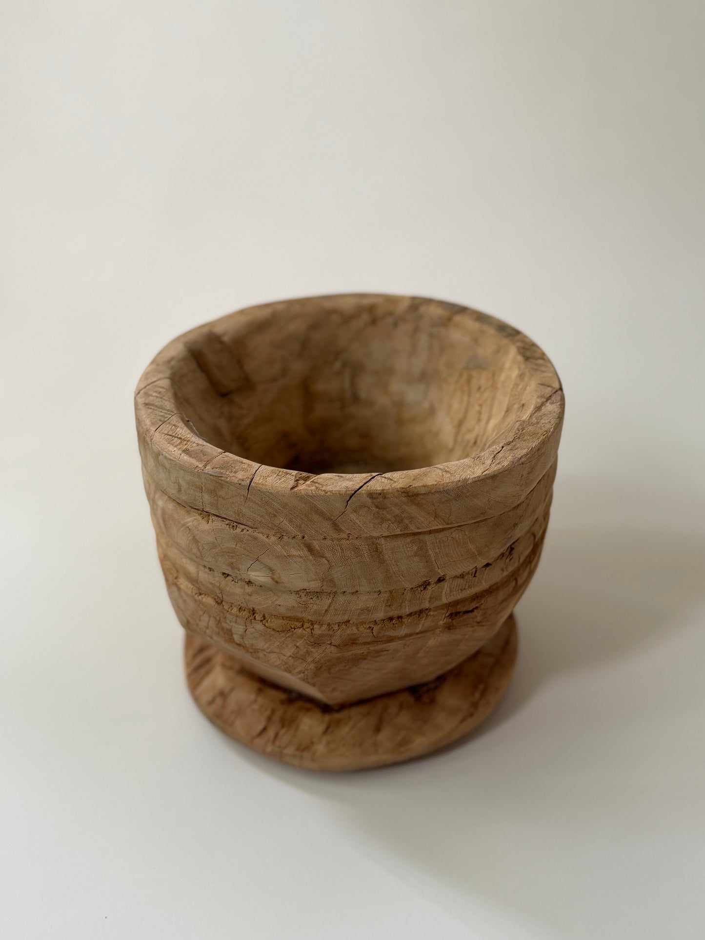 Carved Wood Mortar - Bleached