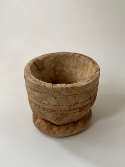 Carved Wood Mortar - Bleached