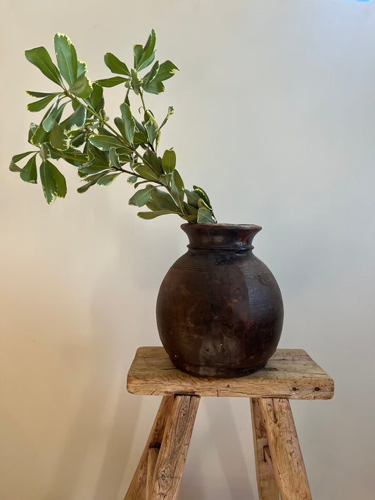 Natural Teak Wood Round Vase, Medium No. 001