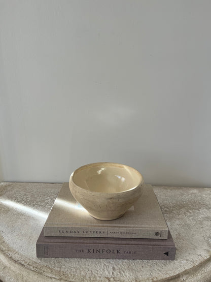 Antique French Stoneware Bowl, Cream