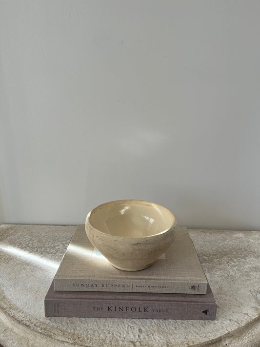 Antique French Stoneware Bowl, Cream