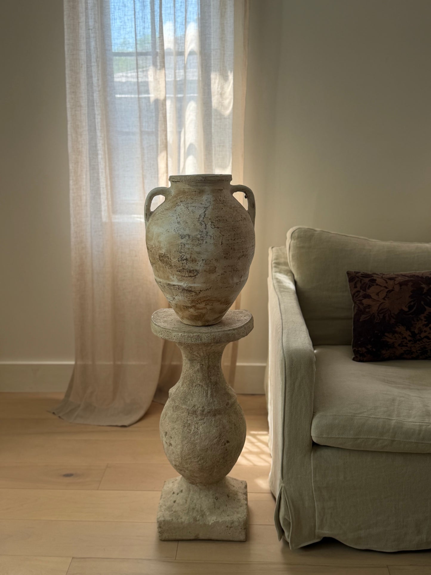 Double Handled Vessel - Cream White Wash