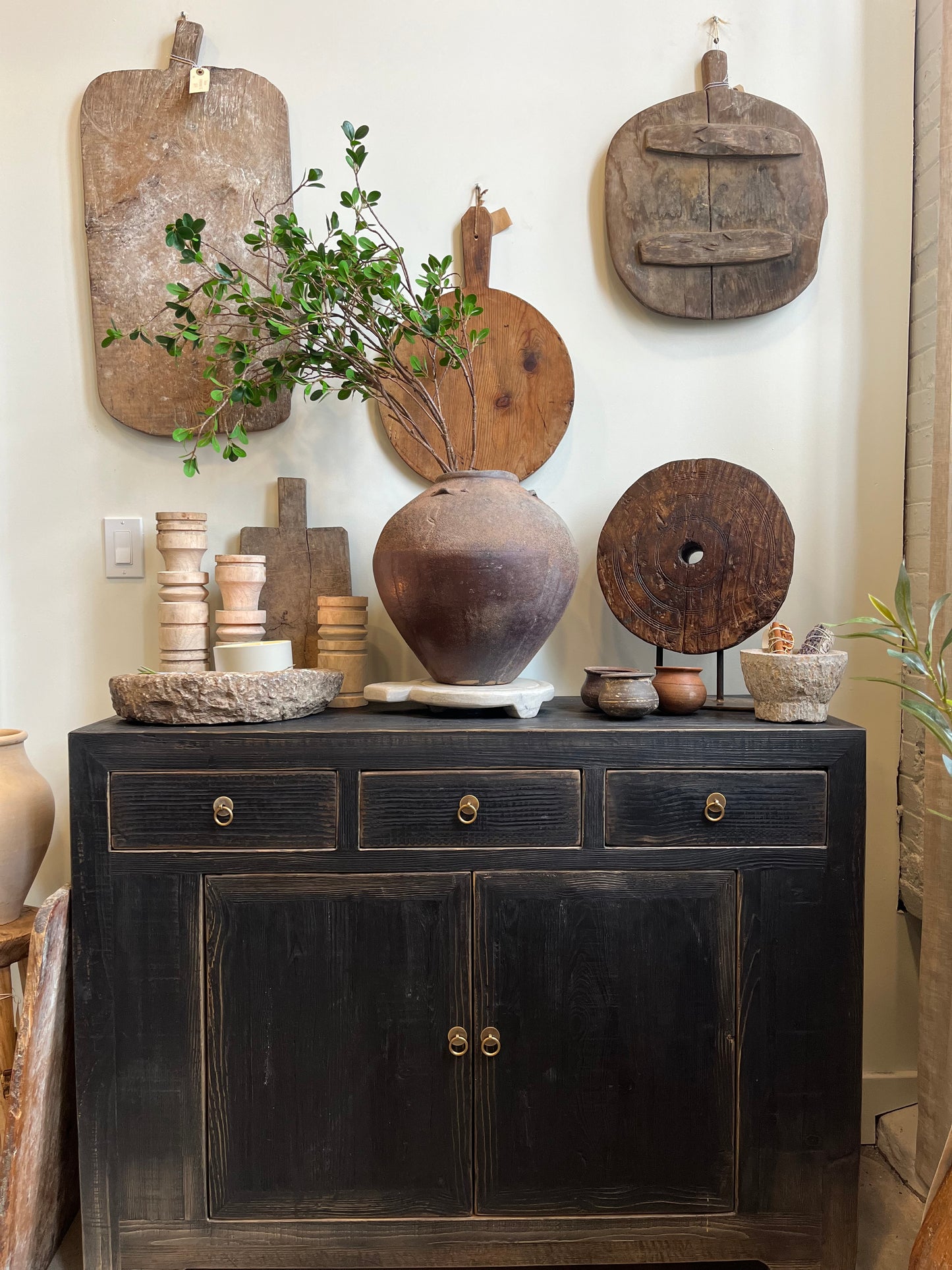 Antique wheel on stand