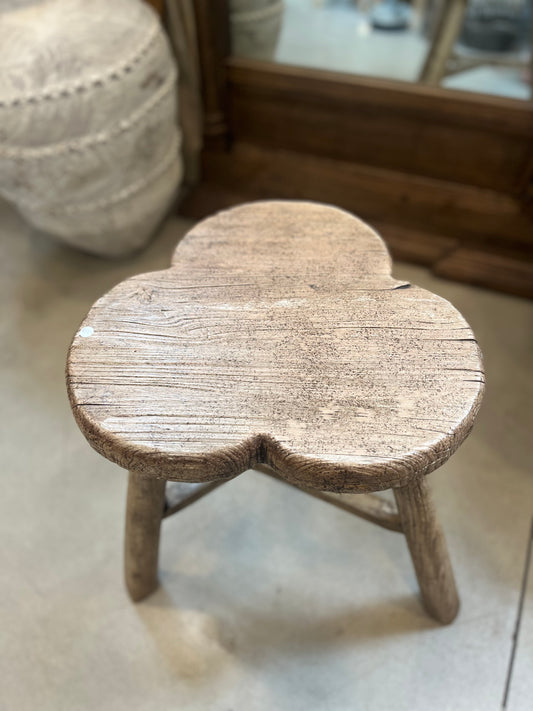 Reclaimed elm clover side table