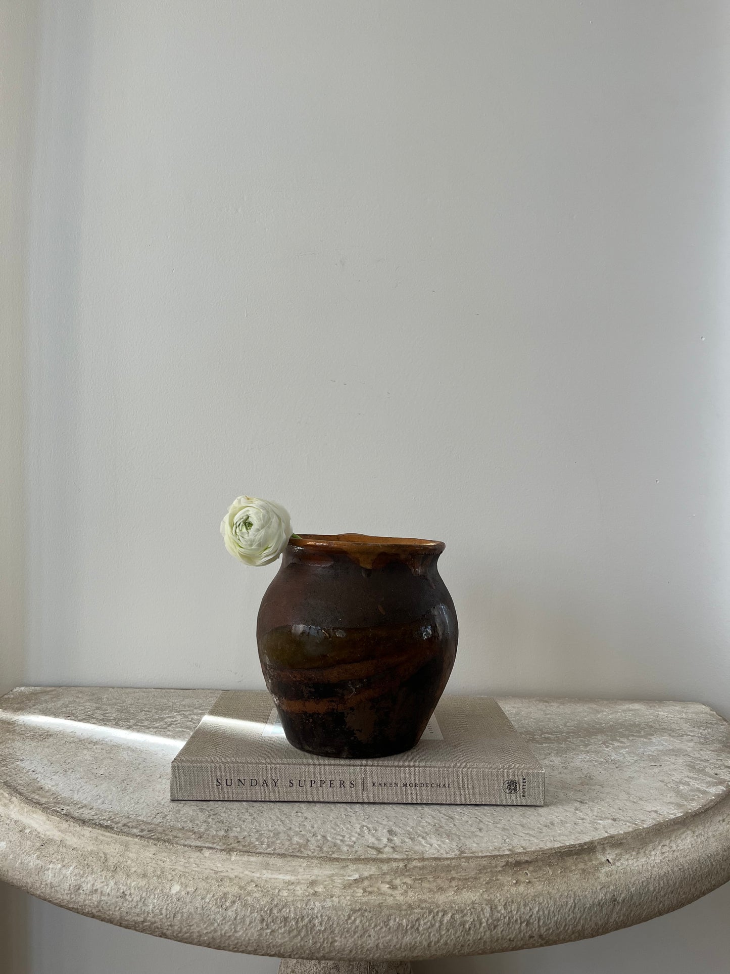 Umber & Mustard Glaze Small French Pot