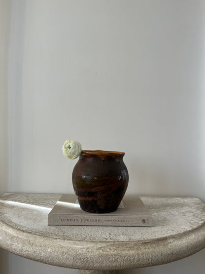 Umber & Mustard Glaze Small French Pot