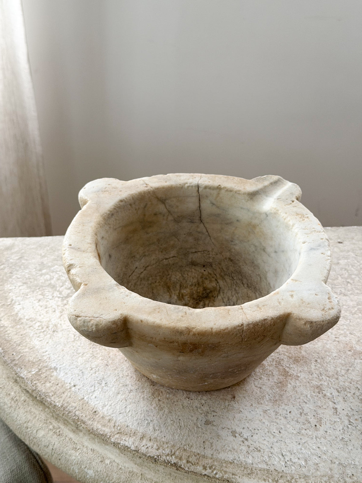 Large French Marble Mortar