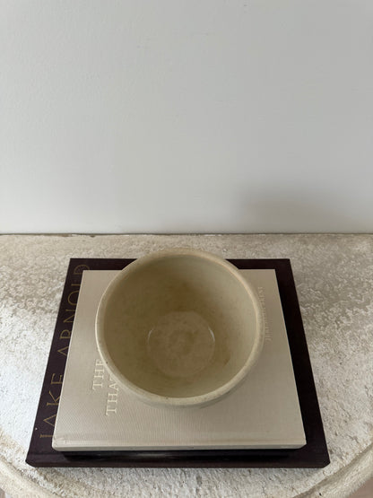 Antique French Stoneware Bowl, Cream & Grey