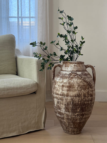 Oversized Double Handled Vessel - Brown & White