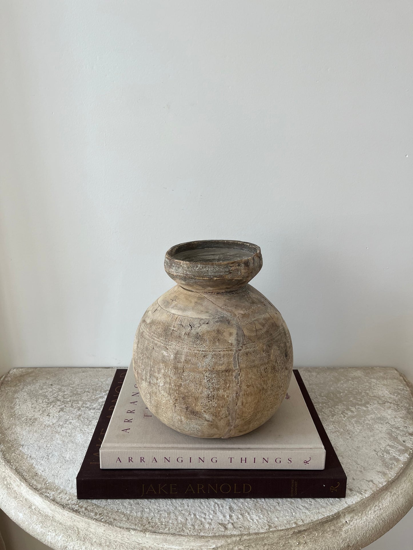 Bleached Vintage Teak Wood Vase, Medium No. 002