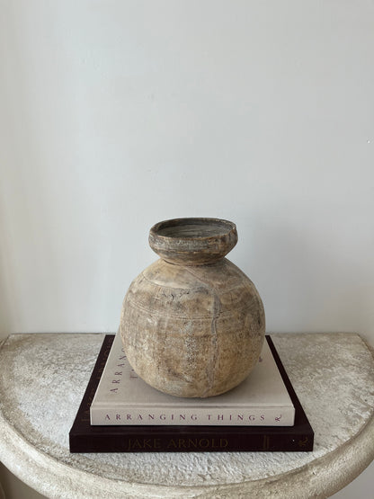 Bleached Vintage Teak Wood Vase, Medium No. 002