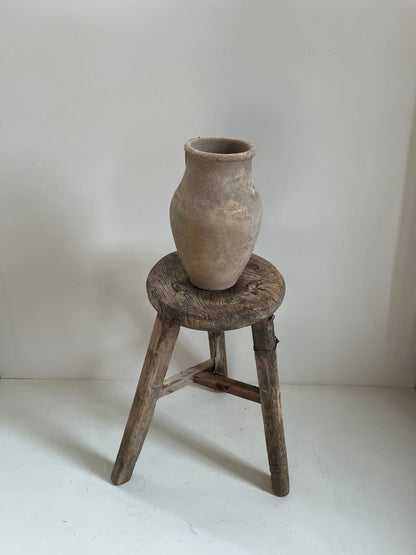 Vintage Round Elm Stool IV