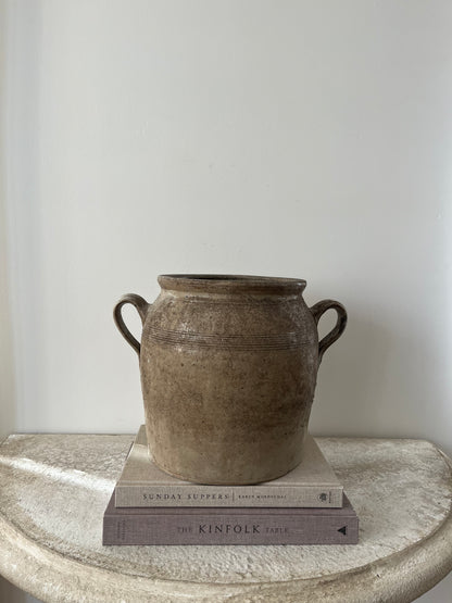 Brown Looped Handle Large Confit Jar