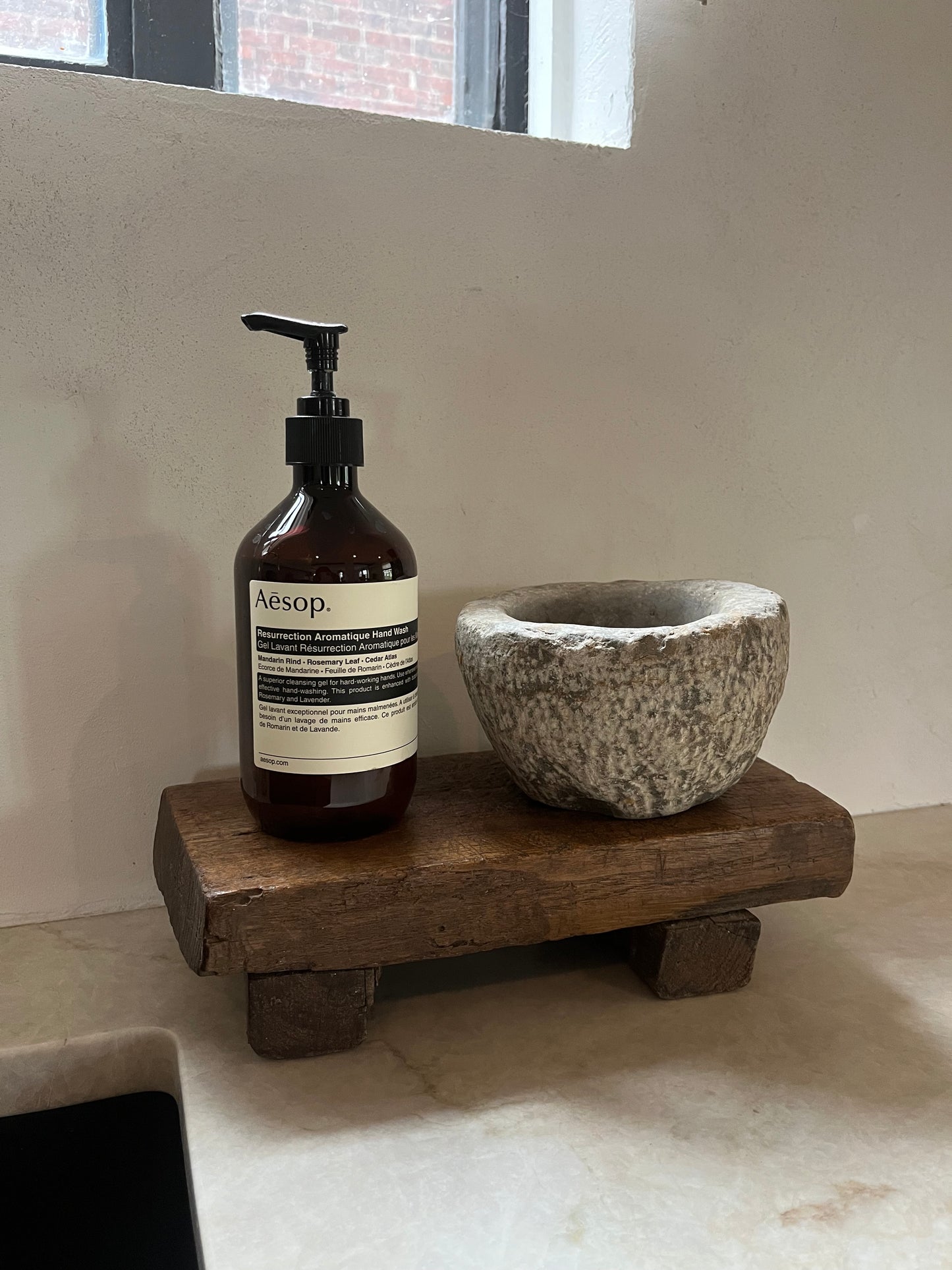 Vintage Stained Wood Bajot Riser X