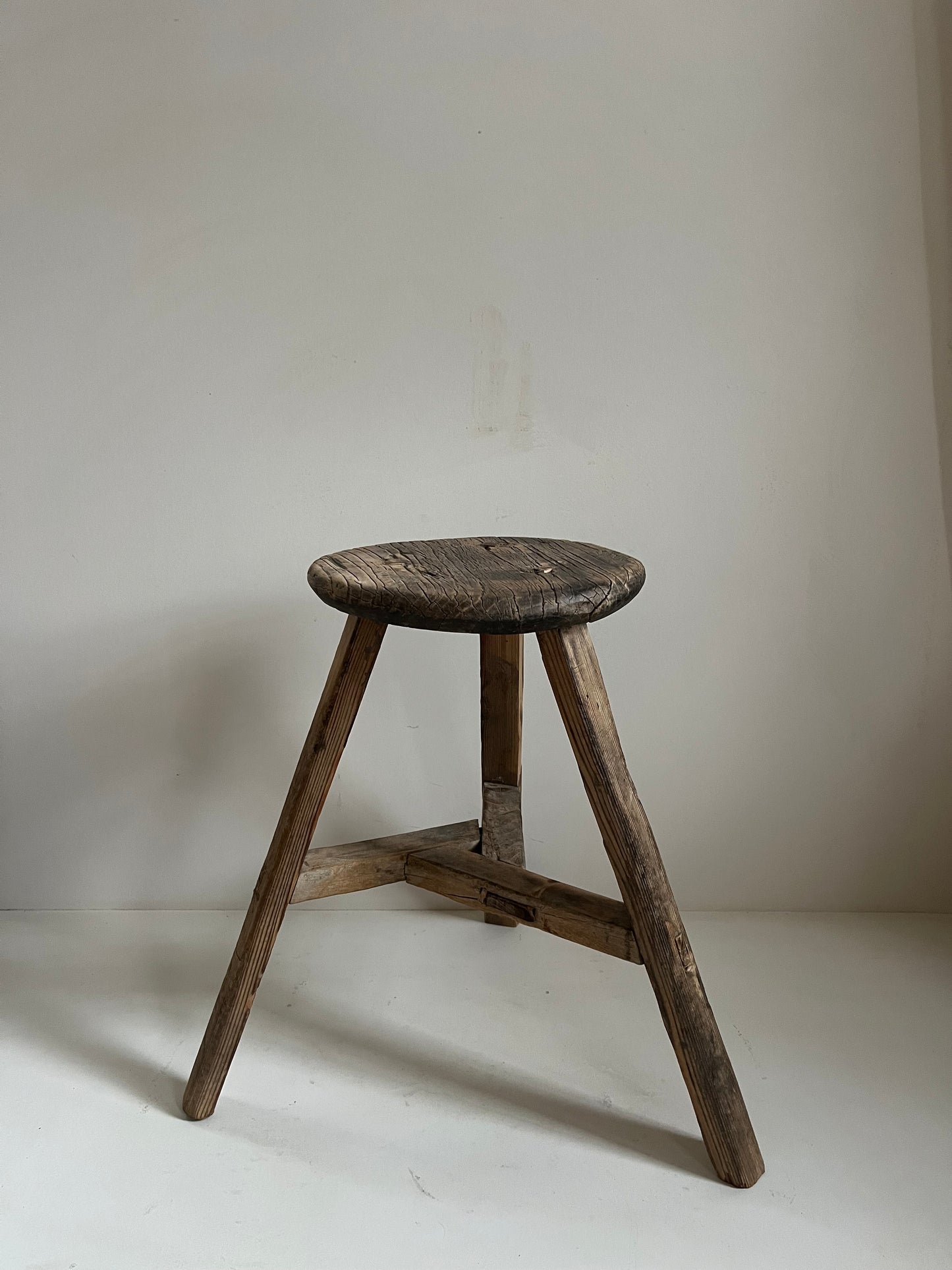 Vintage Round Elm Stool II