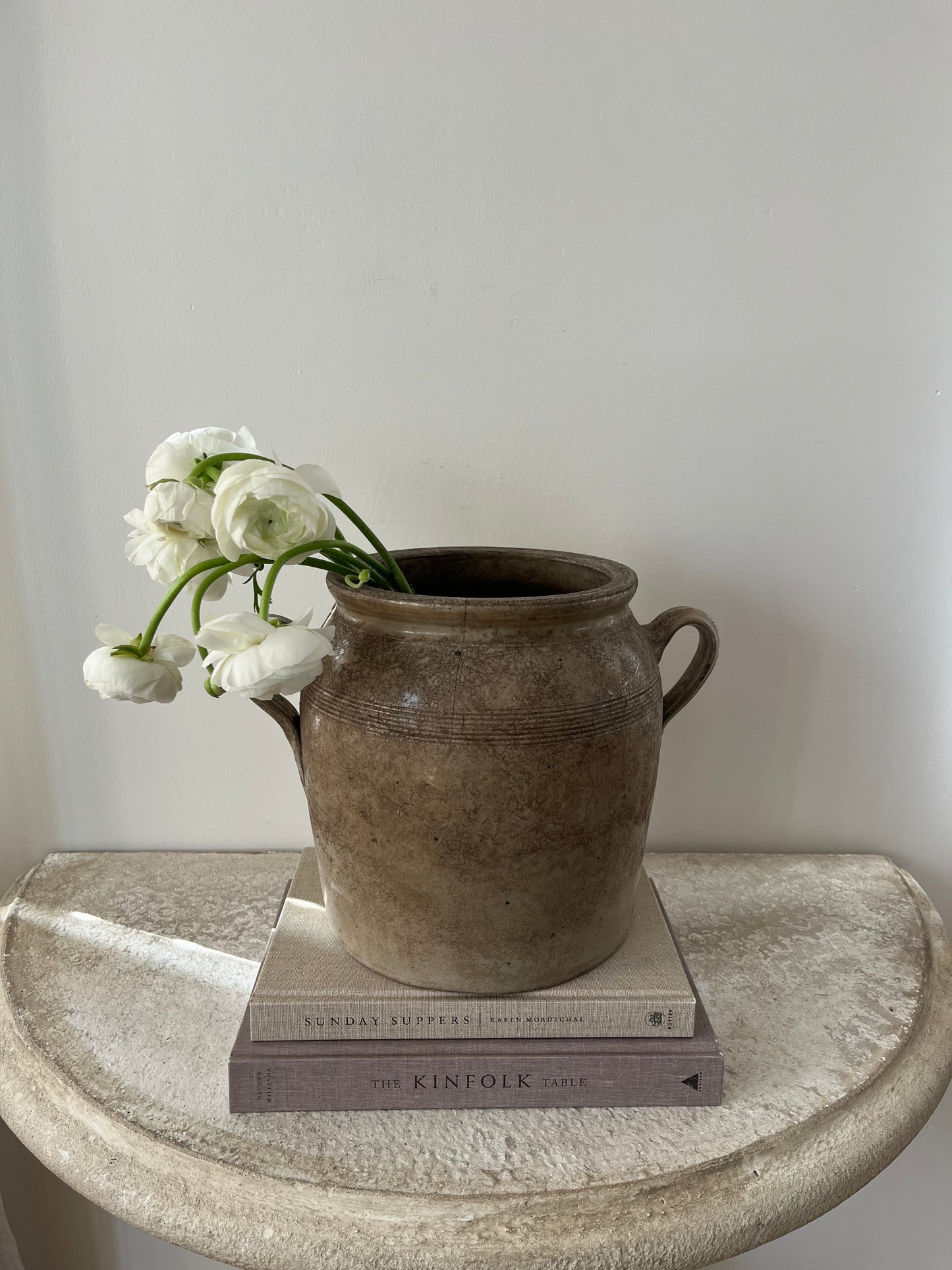Brown Looped Handle Large Confit Jar