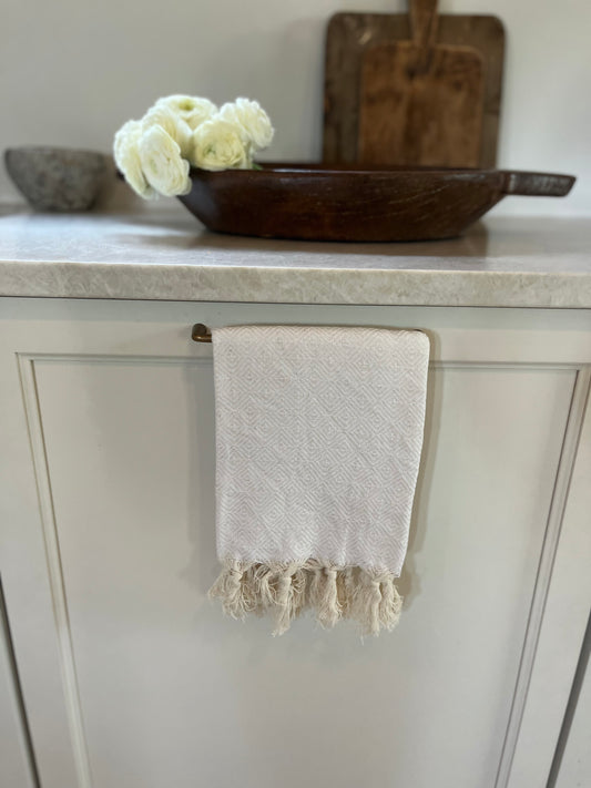 Handwoven Turkish hand towel, cream