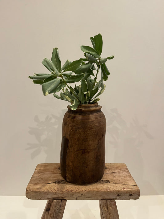 Natural Teak Wood Vase, Small No. 001
