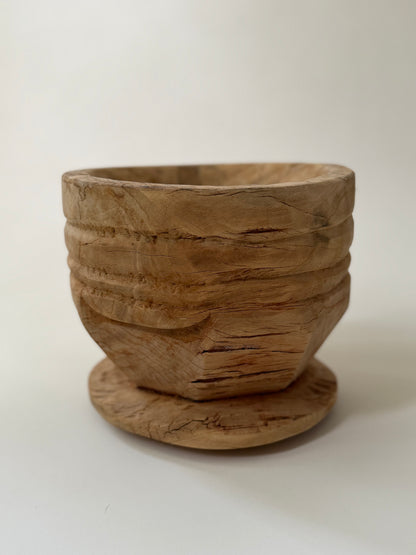 Carved Wood Mortar - Bleached