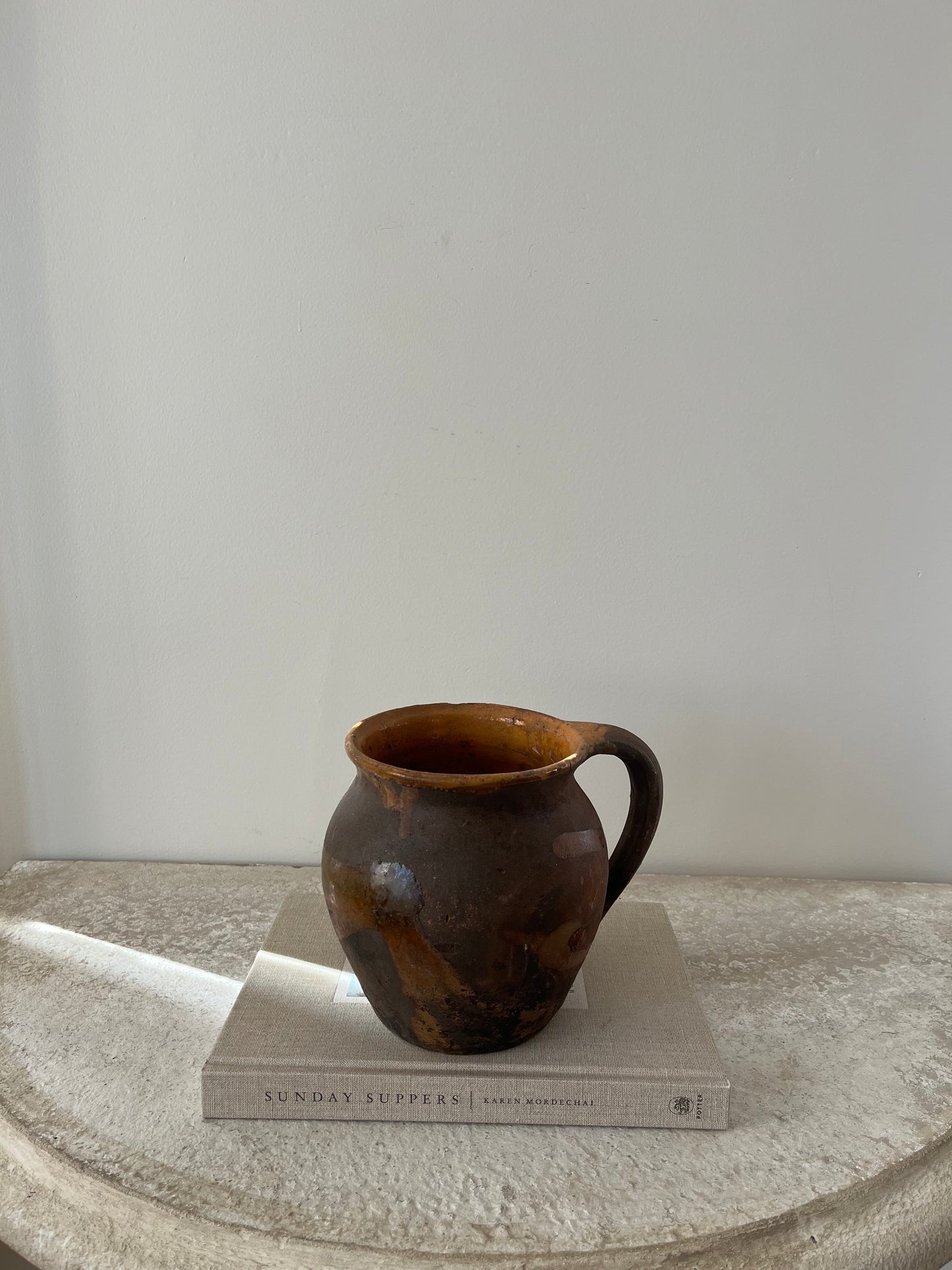 Umber & Mustard Glaze Small French Pot