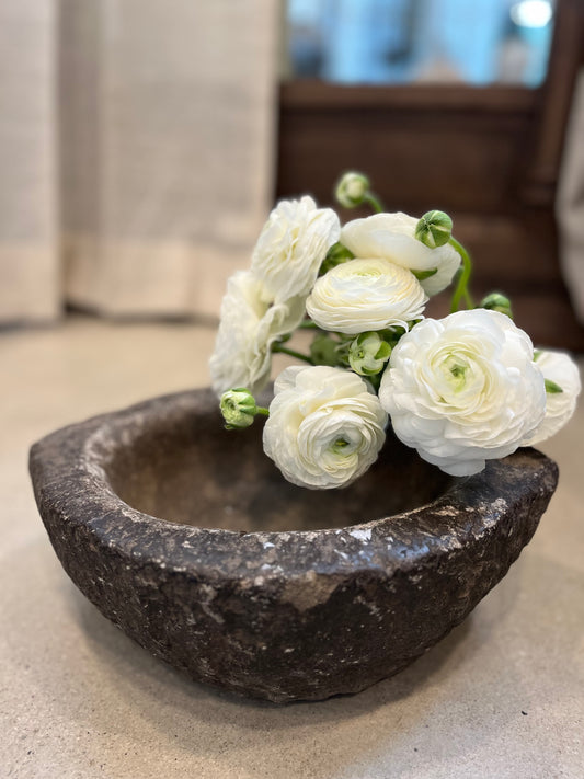Oval stone mortar