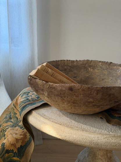 Solid Handle Antique Dough Bowl