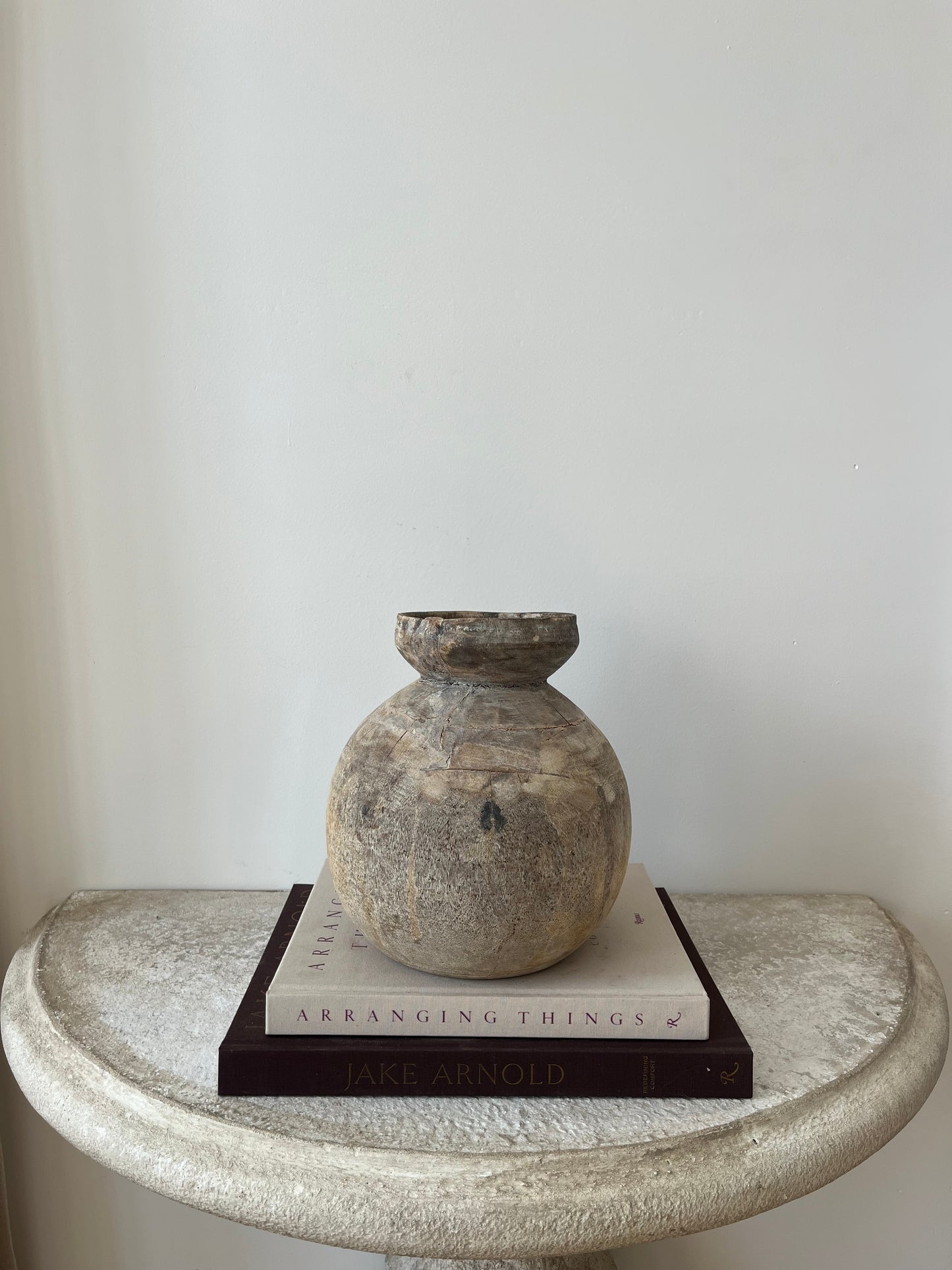 Bleached Vintage Teak Wood Vase, Medium No. 002