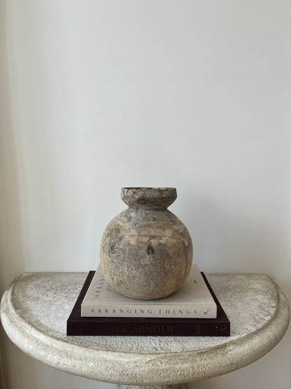 Bleached Vintage Teak Wood Vase, Medium No. 002