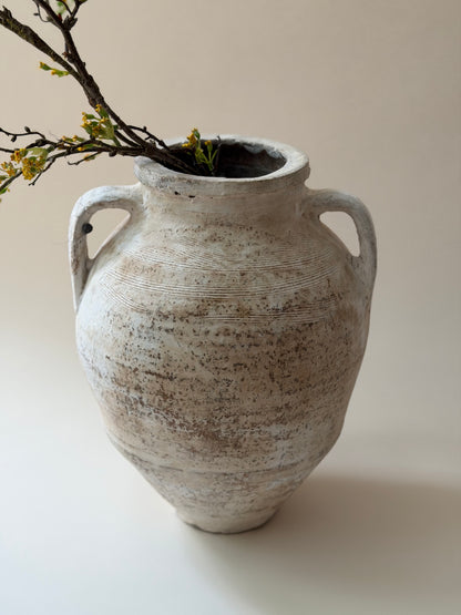 Double Handled Vessel - Cream White Wash