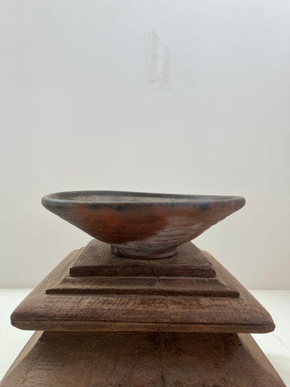 Vintage Indonesian Terracotta Raised Bowl