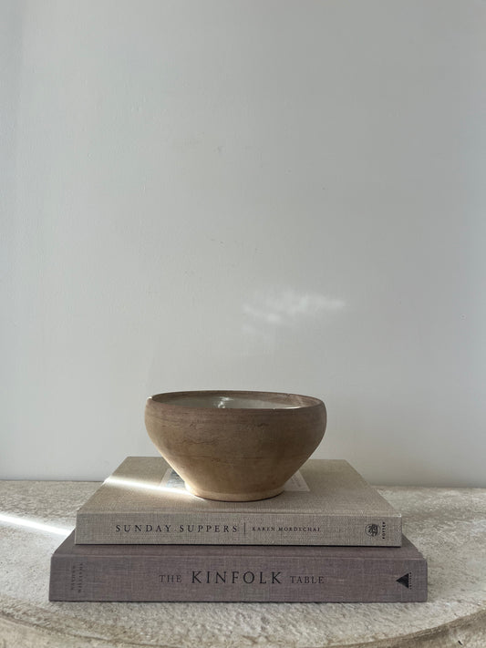 Antique French Stoneware Bowl, Brown