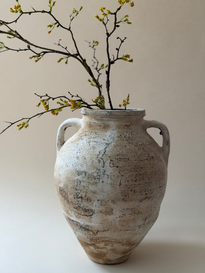 Double Handled Vessel - Cream White Wash