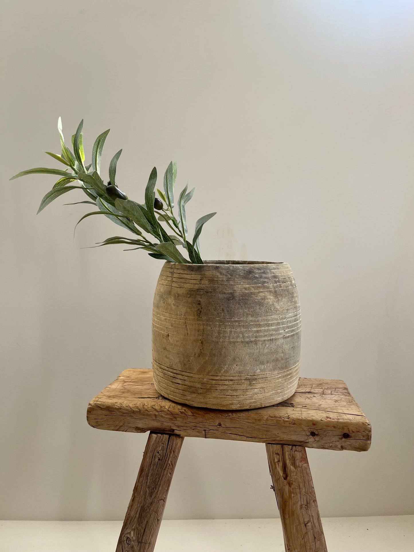Bleached Teak Vintage Honey Pot, Medium No. 002