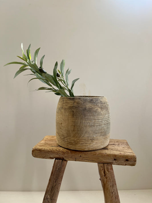 Bleached Teak Vintage Honey Pot, Medium No. 002