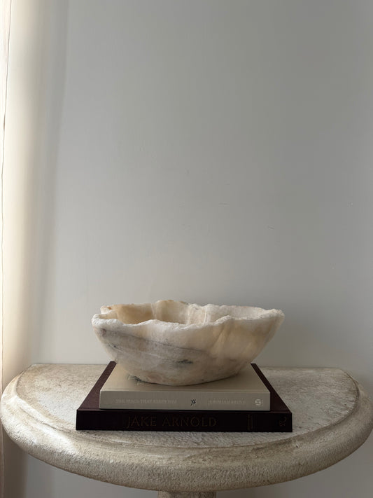 Large Handcarved Solid Onyx Bowl