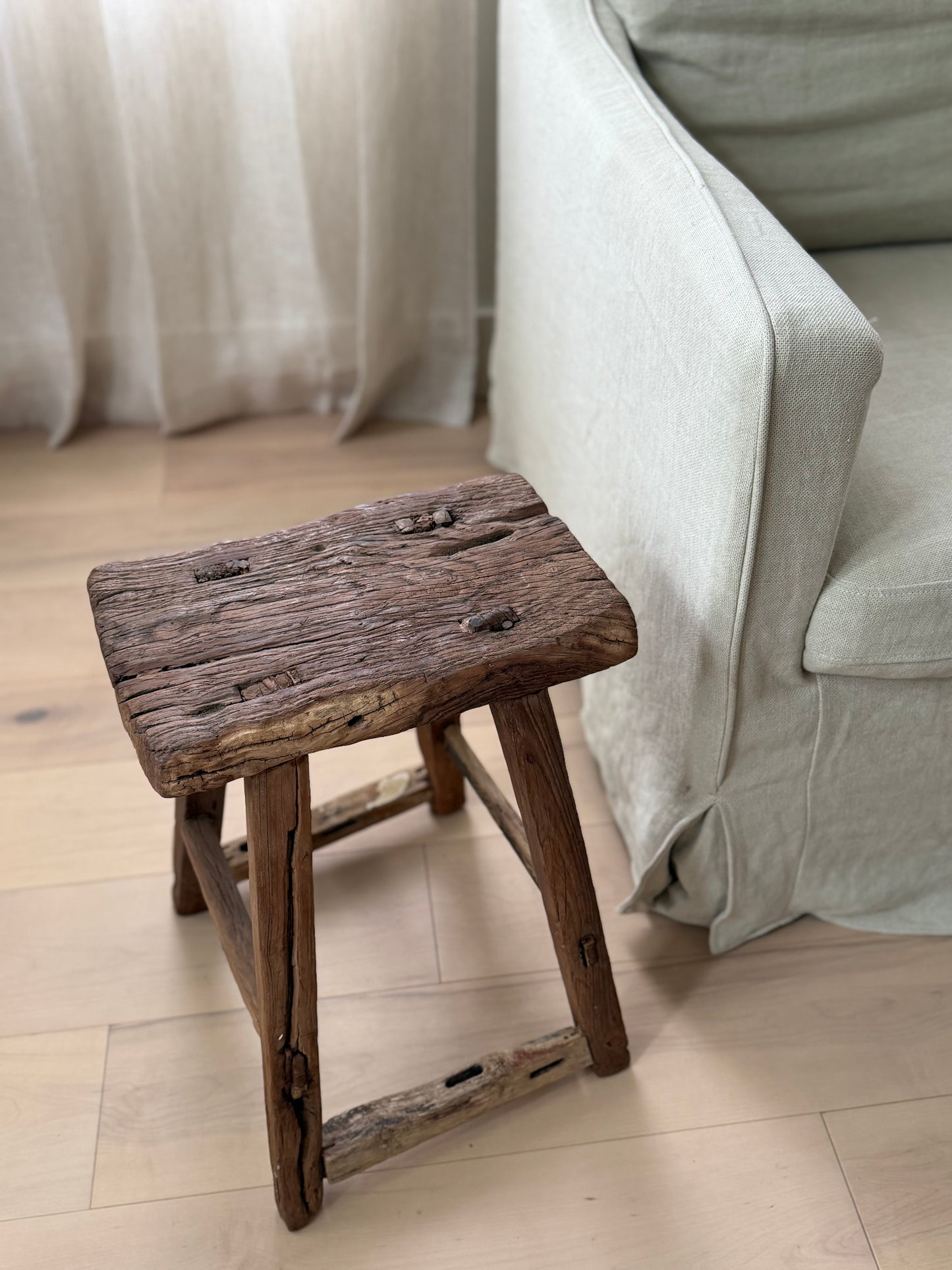 Square Elm Stool - Dark
