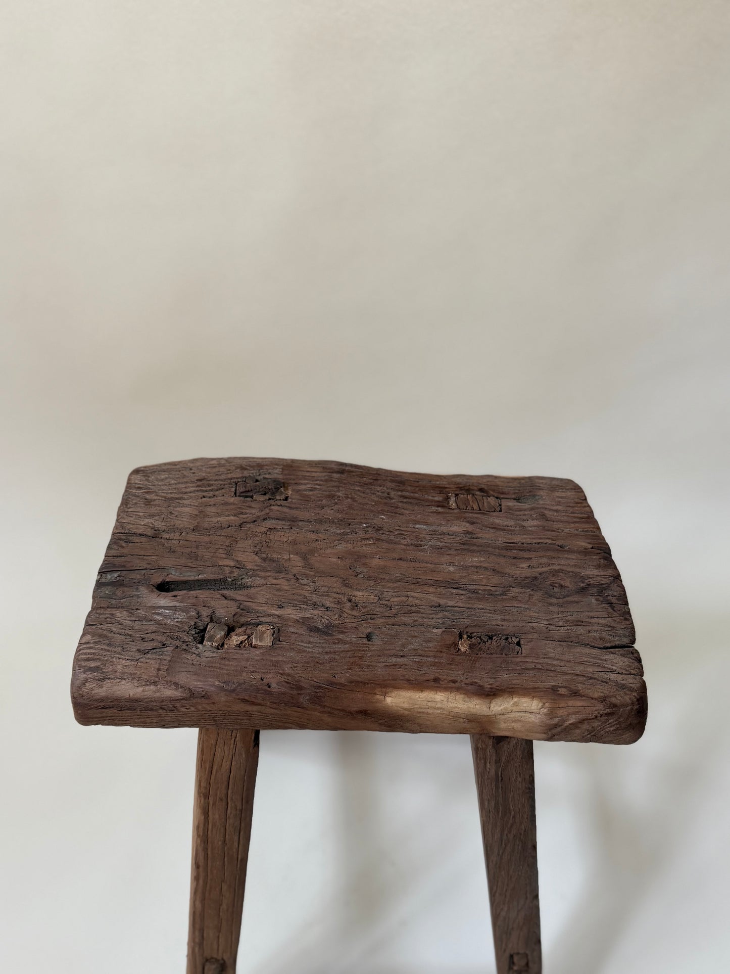 Square Elm Stool - Dark