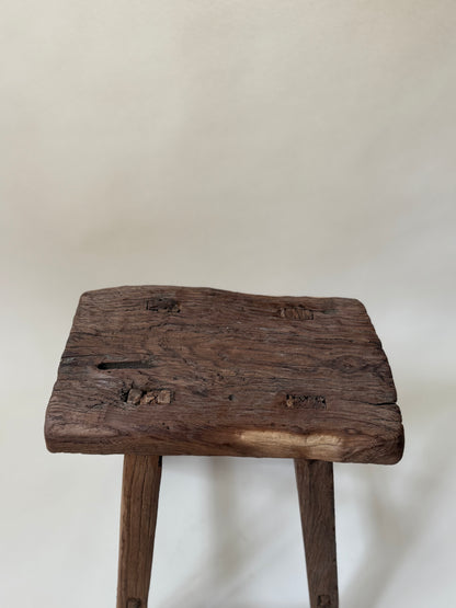 Square Elm Stool - Dark