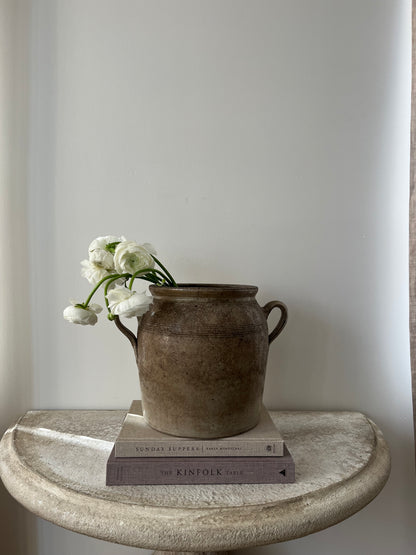 Brown Looped Handle Large Confit Jar