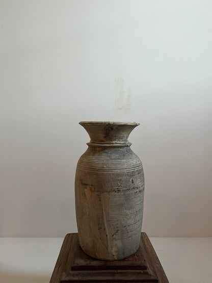 Bleached Vintage Teakwood Vase, Medium No. 003
