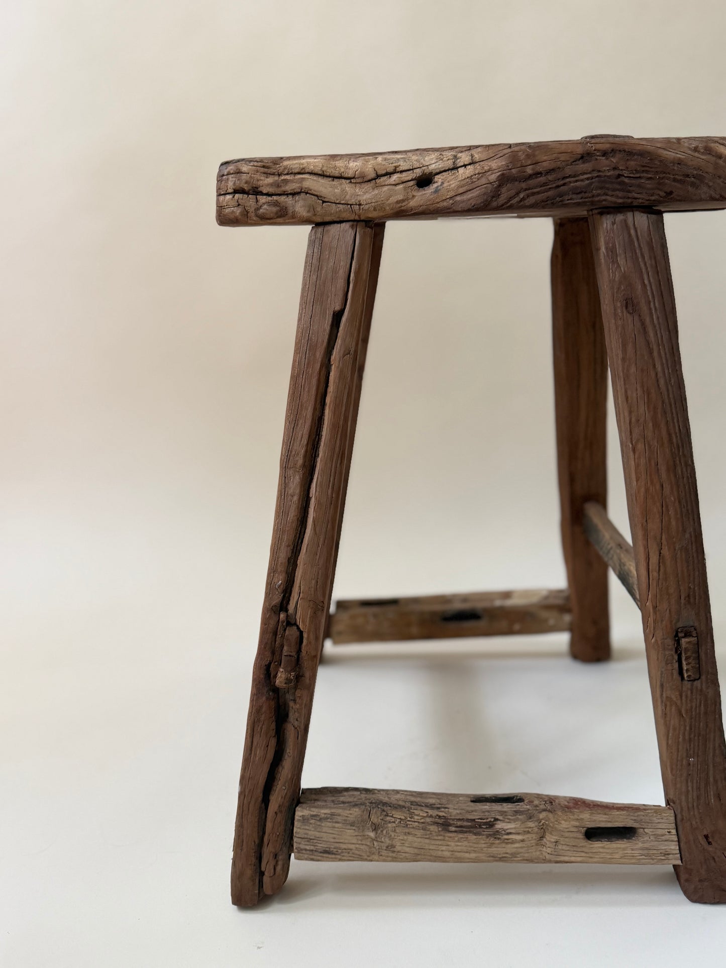 Square Elm Stool - Dark