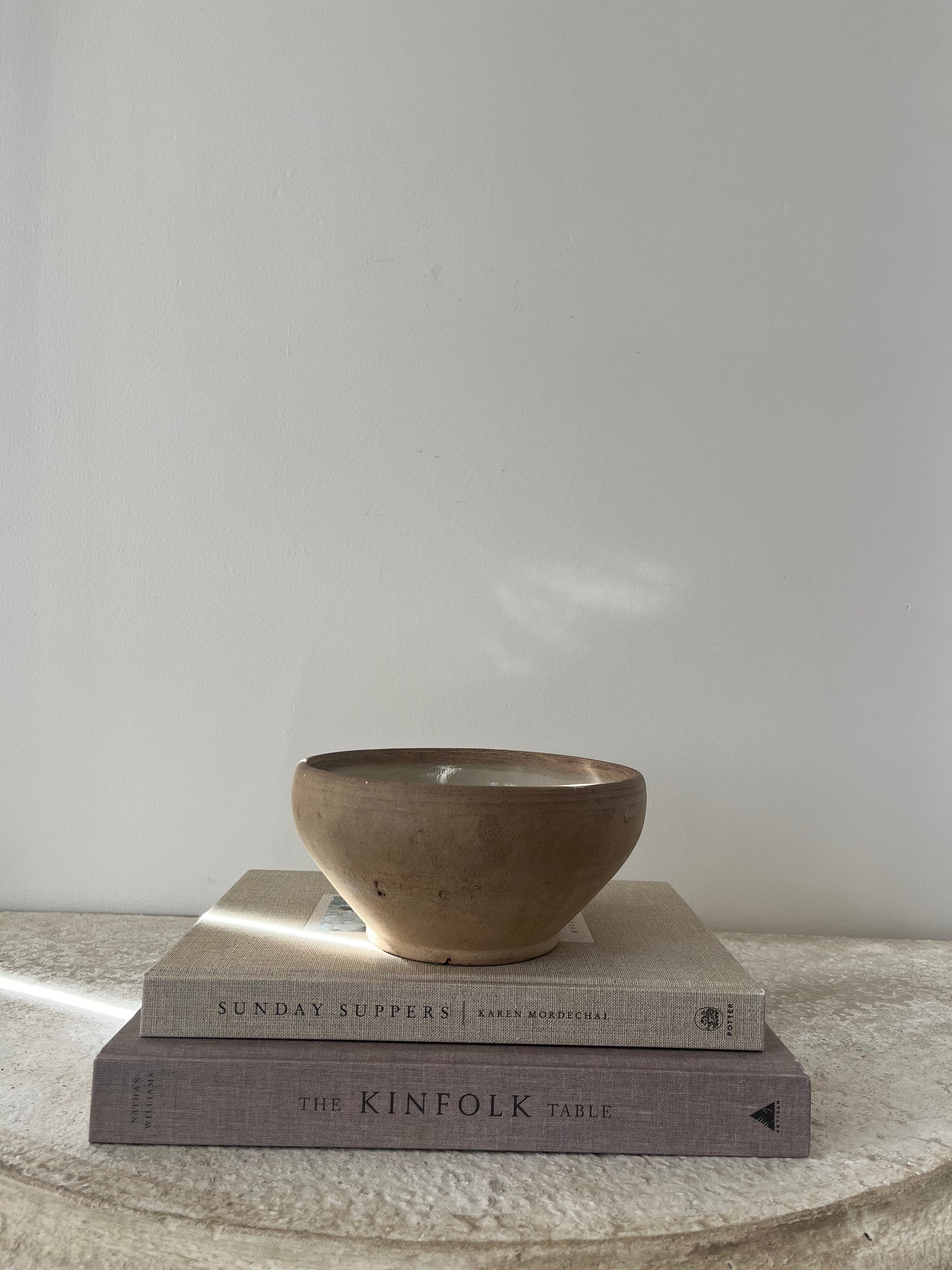Antique French Stoneware Bowl, Brown